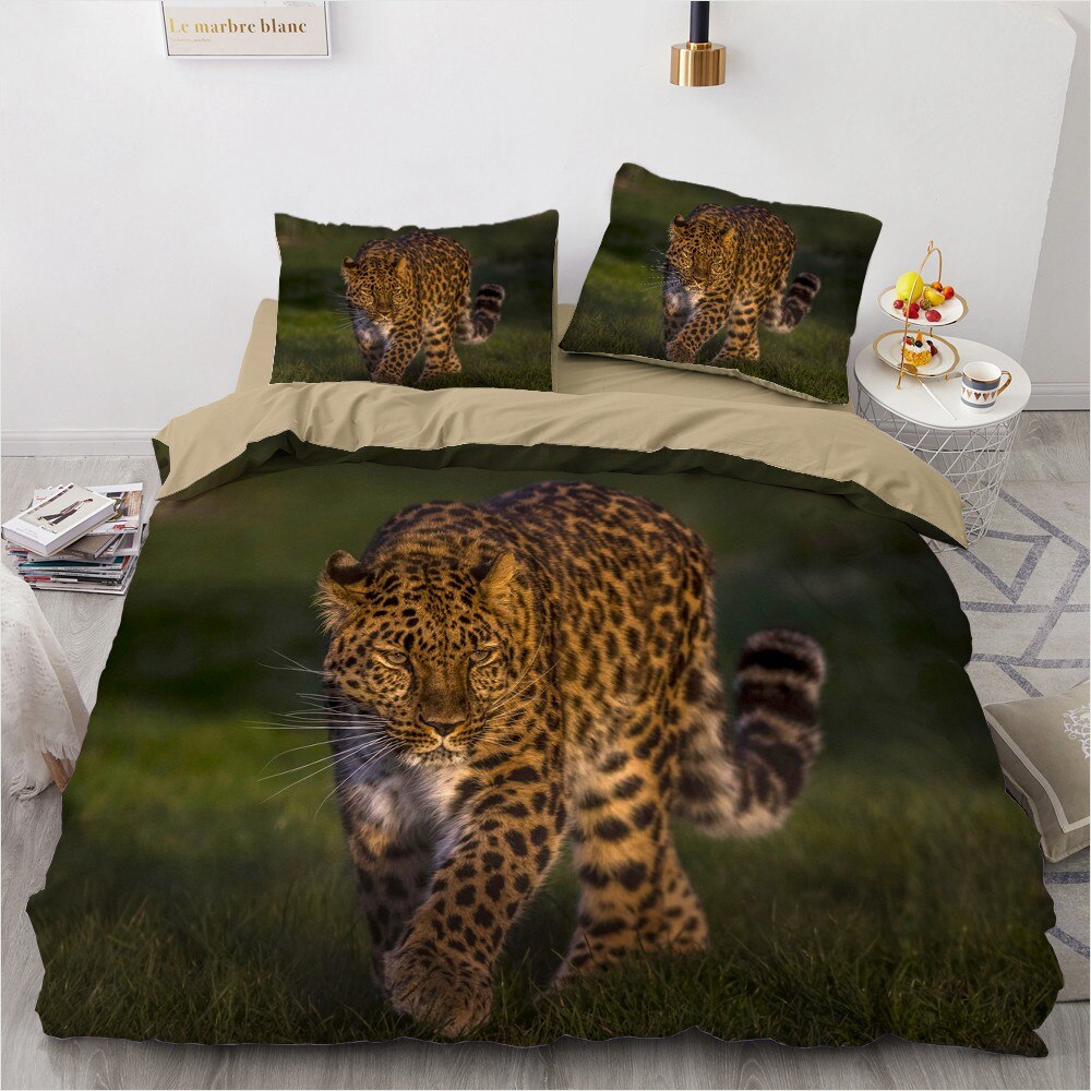 3D Bedding Sets Leopard Natural Green Duvet Cover Set Bed Linen Pillowcase King Queen Full 230*230 Home Texitle