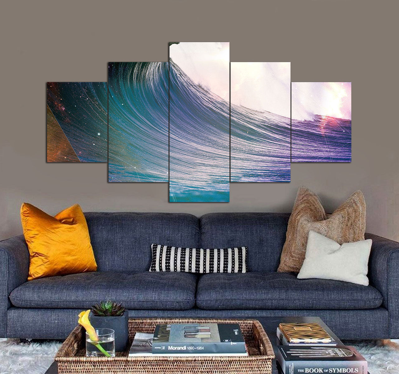 Ocean Waves Abstract 3D 5 piece canvas art