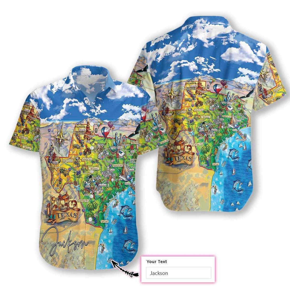 Get Here Texas Travel Custom Name Hawaii Aloha Shirt V Ha37112