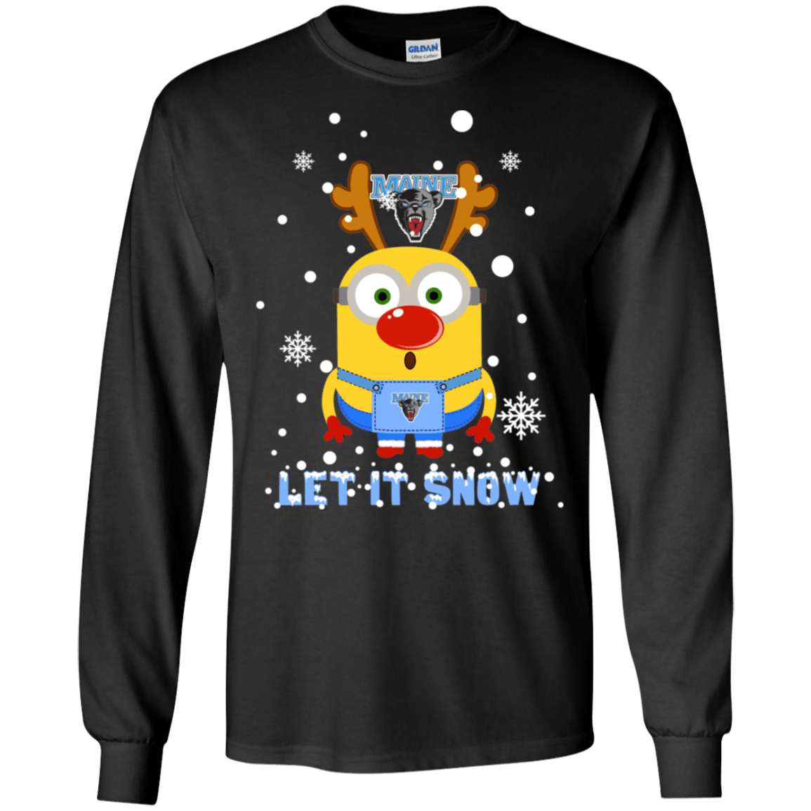 Buy Minion Maine Black Bears Ugly Christmas Sweaters Let It Snow Ls Cotton T-Shirt