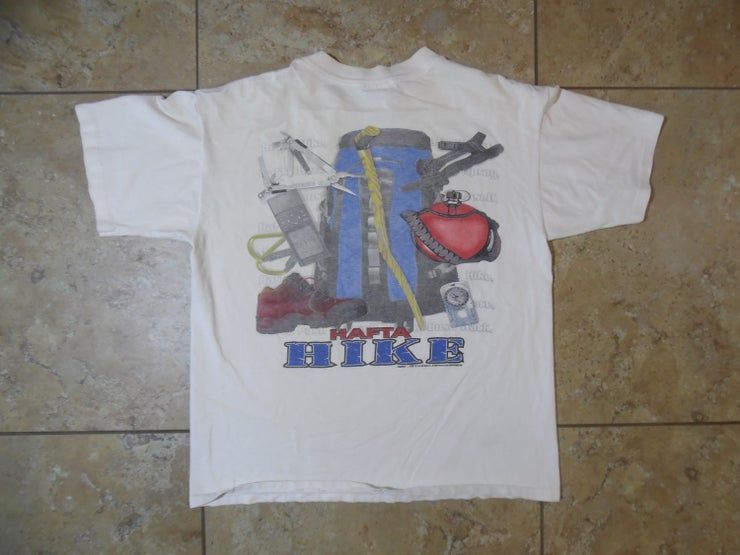 Vtg Hafta Hike Graphic Cartoon Style Shirt