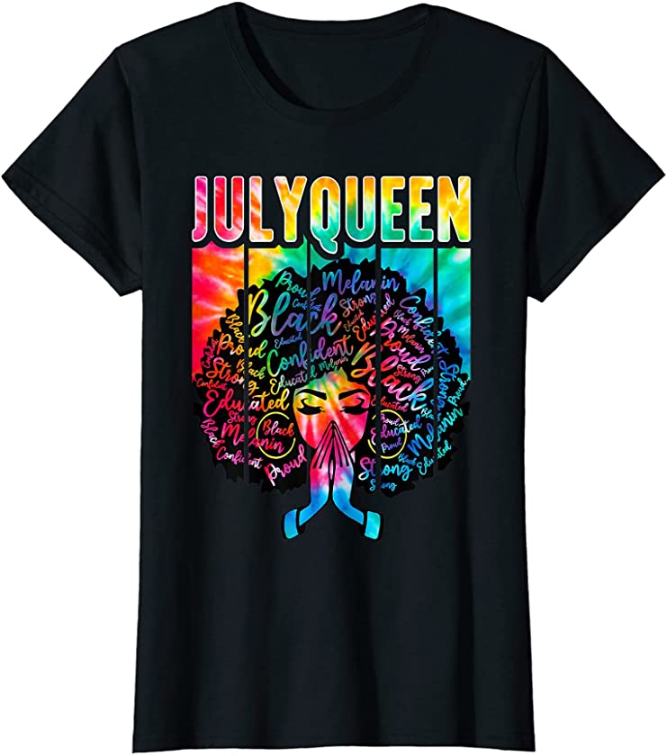 Womens VnQE July Queen Birthday Juneteenth Black Women African T-Shirt