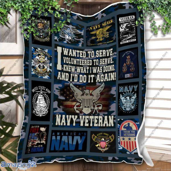 United States Navy Veteran Blanket, I Wanted To Serve Vo Lunteered To Serve Blanket