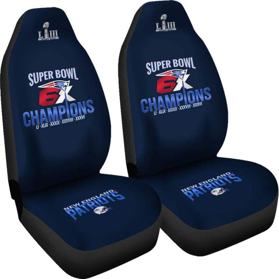 New England Patriots Car Seat Covers 2pcs | 6X Super Bowl Champs Seat Cover Set