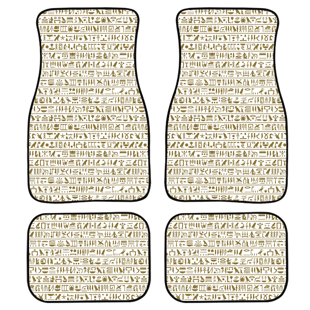 Egypt Hieroglyphs Pattern Print Front And Back Car Floor Mats, Front Car Mat