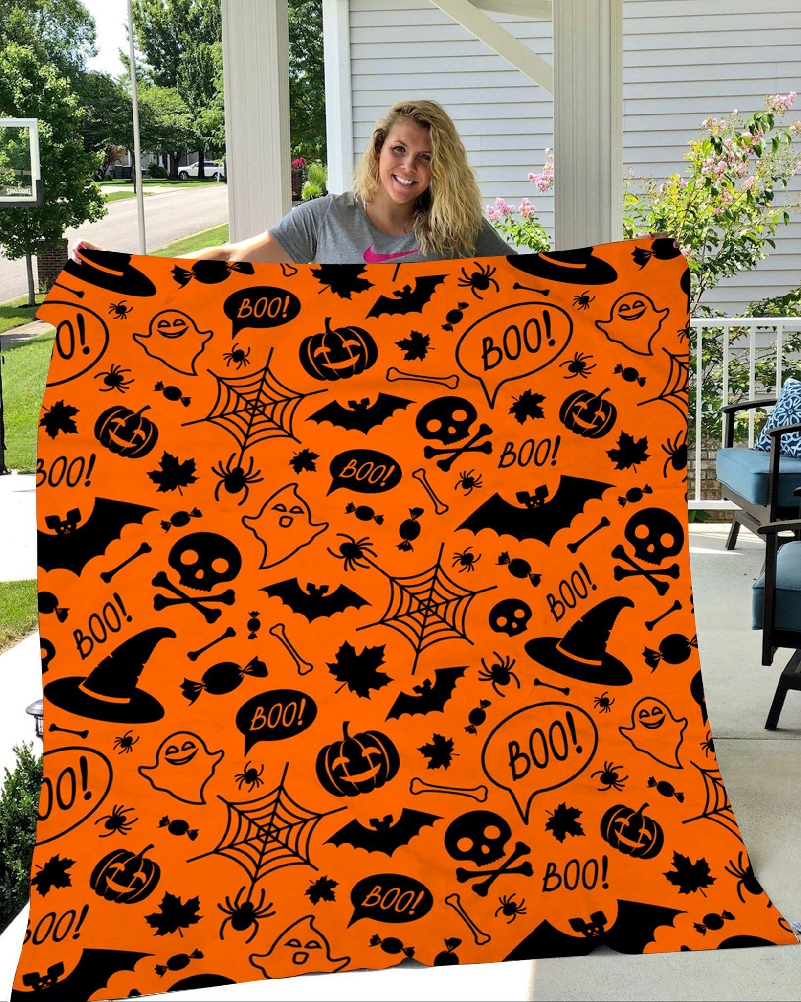 Candy Ghost Boo Halloween Gift Fleece Blanket – Sherpa Blanket