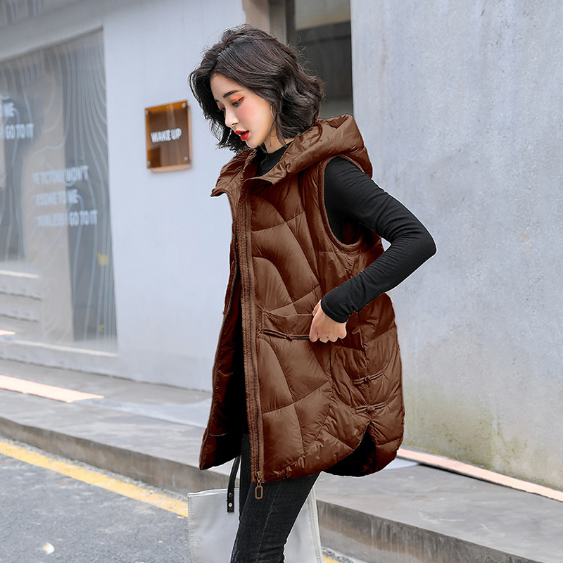 Women Autumn Winter Outwear Casual Thicken Waistcoat Cotton Padded Hooded Sleeveless Jacket Coat Vest For Female alx