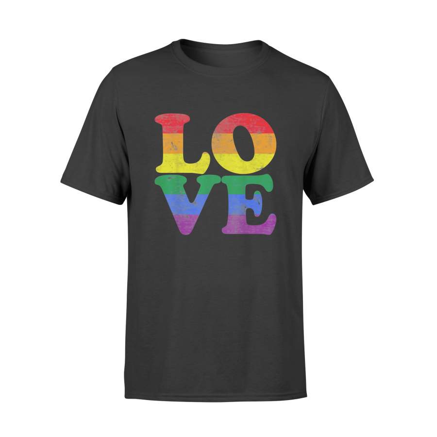 Vintage Love Rainbow Flag LGBT Gay Pride T Shirt – Standard T-shirt