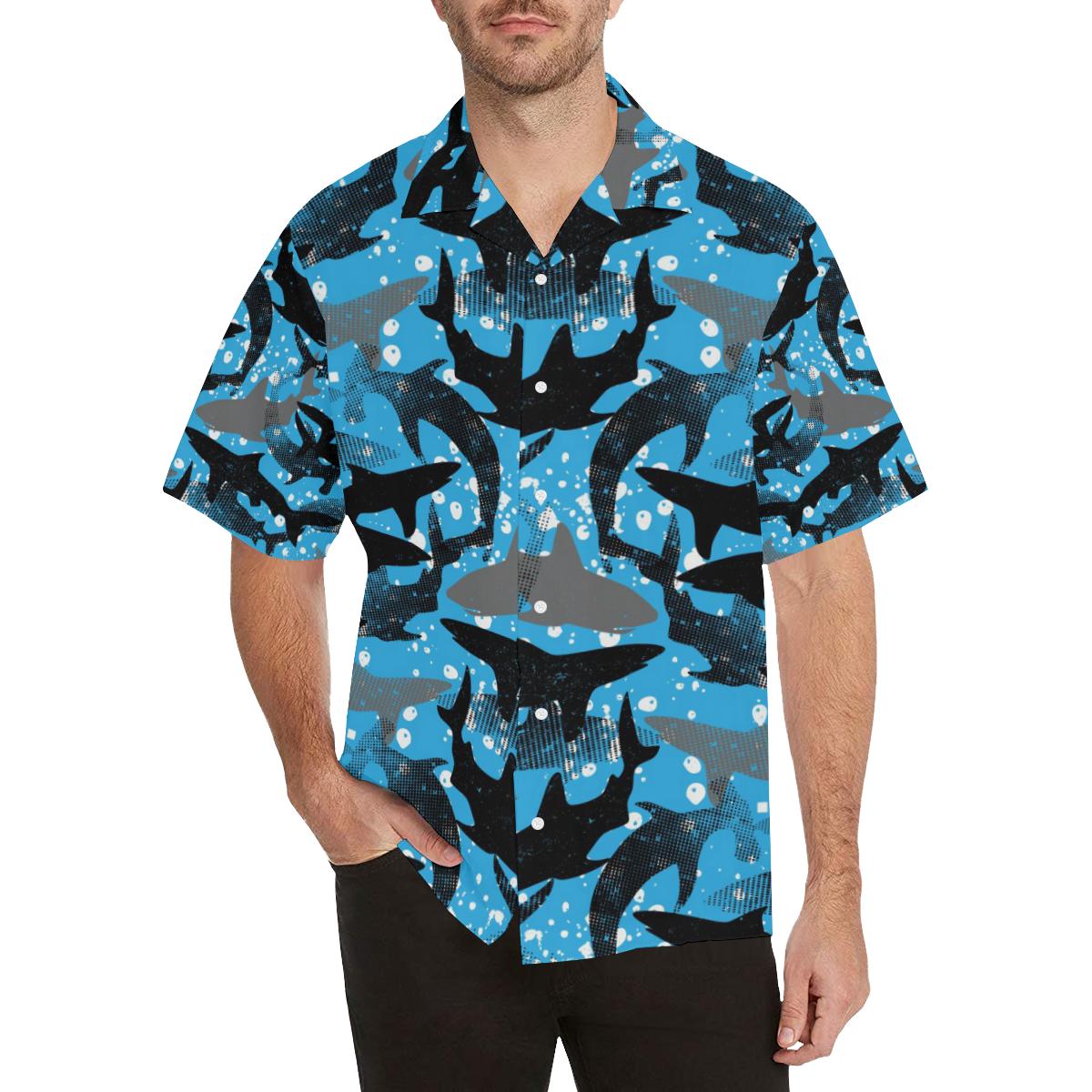 Shark Pattern Background Men’s All Over Print Hawaiian Shirt