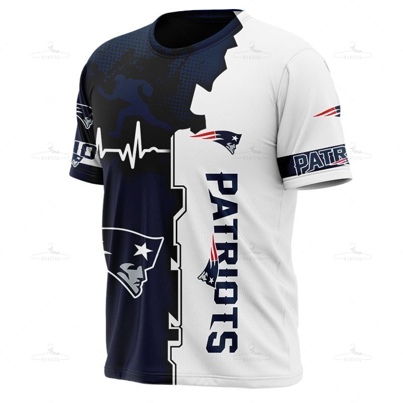 New England Patriots T-Shirt Graphic Heart Ecg Line