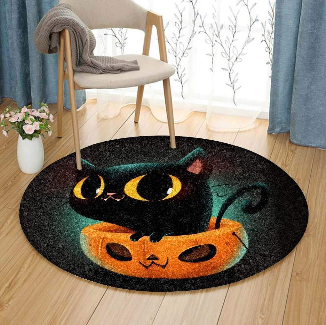 Cat Halloween Round Carpet, Floor Rugs