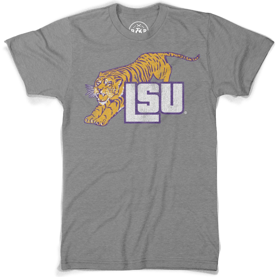 B&B Dry Goods LSU Tigers Retro Leap Tri-Blend T-Shirt – Grey