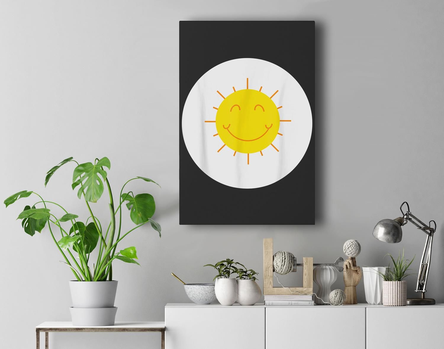 Yellow Sun Halloween Easy Costume Premium Wall Art Canvas Decor