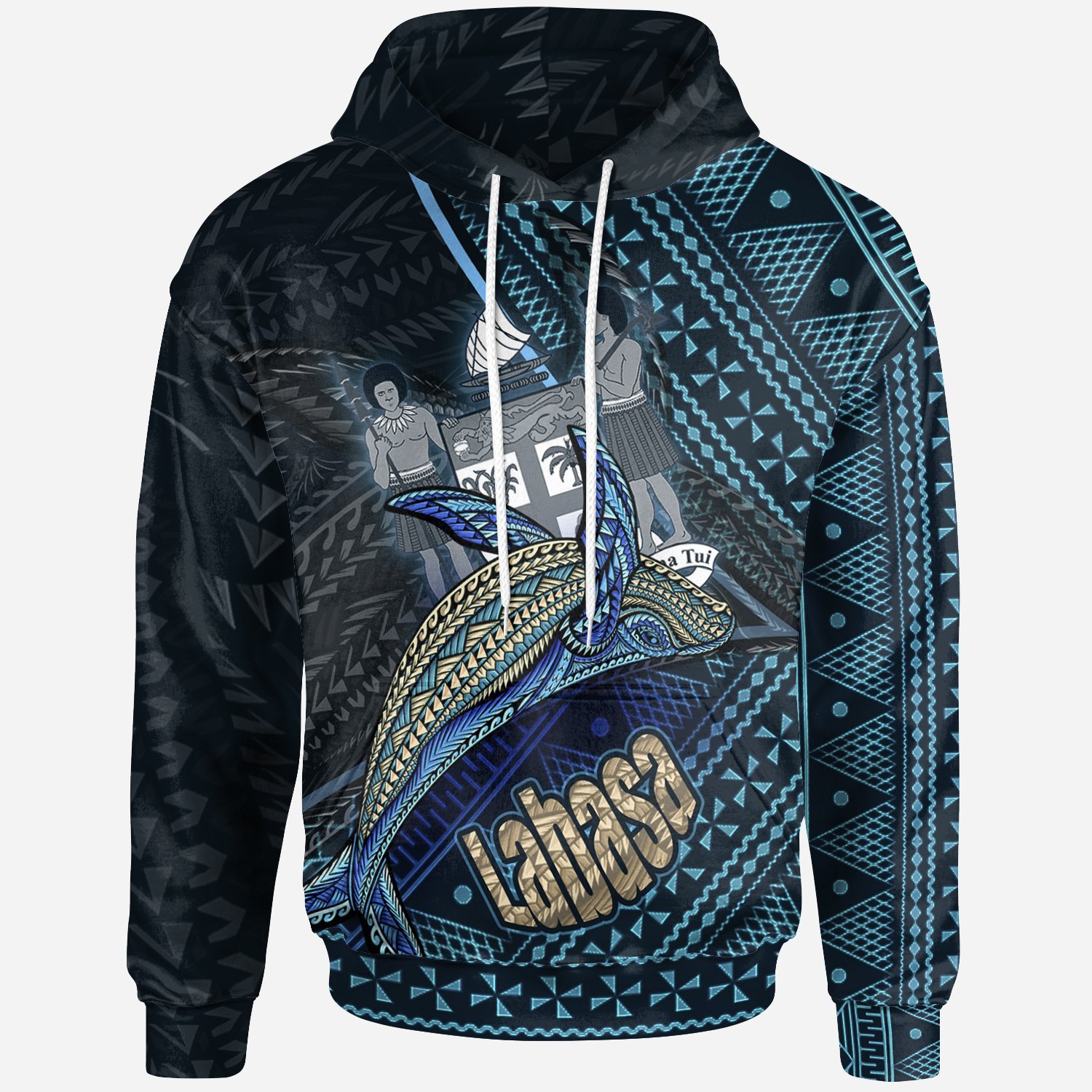 Fiji Hoodie – Labasa Seal Fiji With Blue Whale – Pacific Print Hoodie