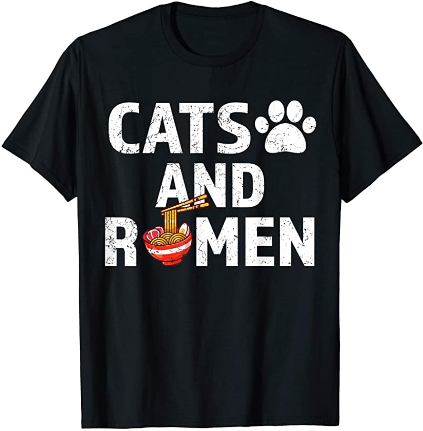 Cats and Ramen funny cute kitten fluffy coffee theme gift T-Shirt