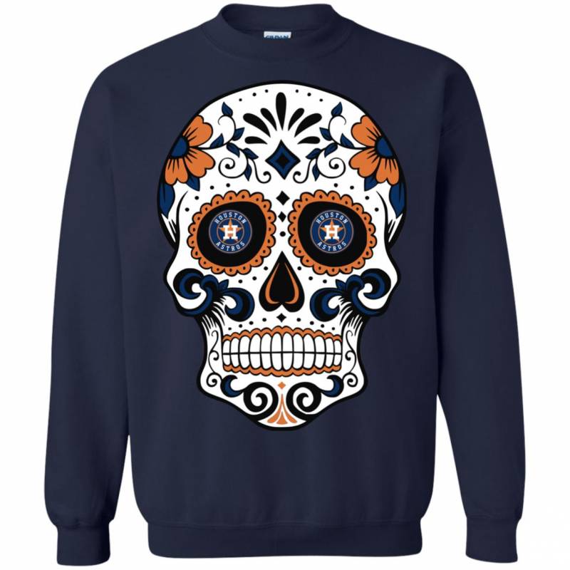 Houston Astros Sugar Skull T Shirt Long Sleeve Sweatshirt Hoodie