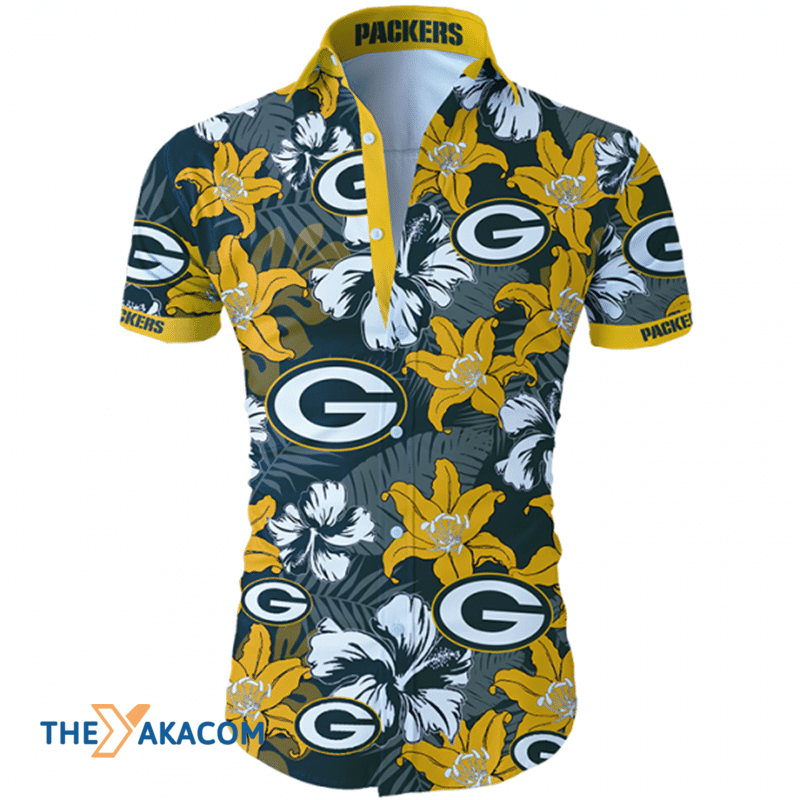 Green Bay Packers Nfl Team Gift For Fan Tropical Flower Short Sleeve Hawaii Shirt Ha1243