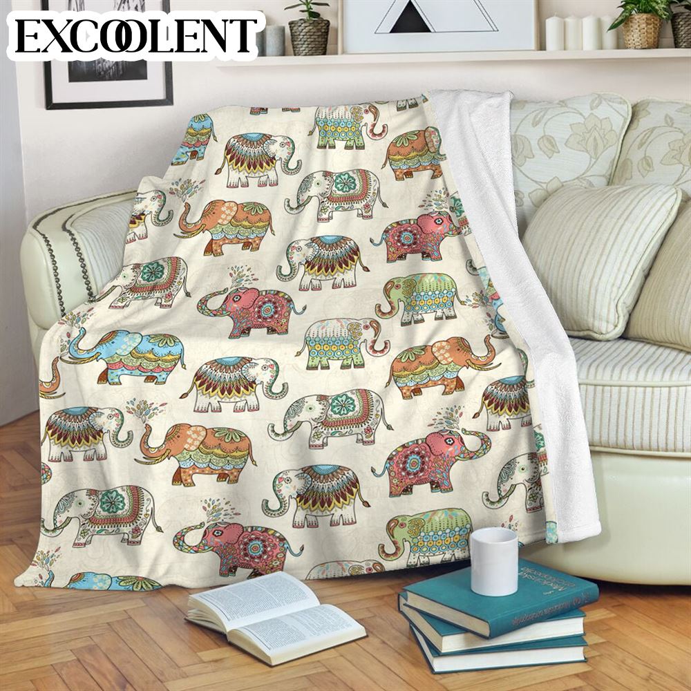 Lucky Elephant Patterns Vintage Fleece Throw Blanket – Weighted Blanket To Sleep – Best Gifts For Family