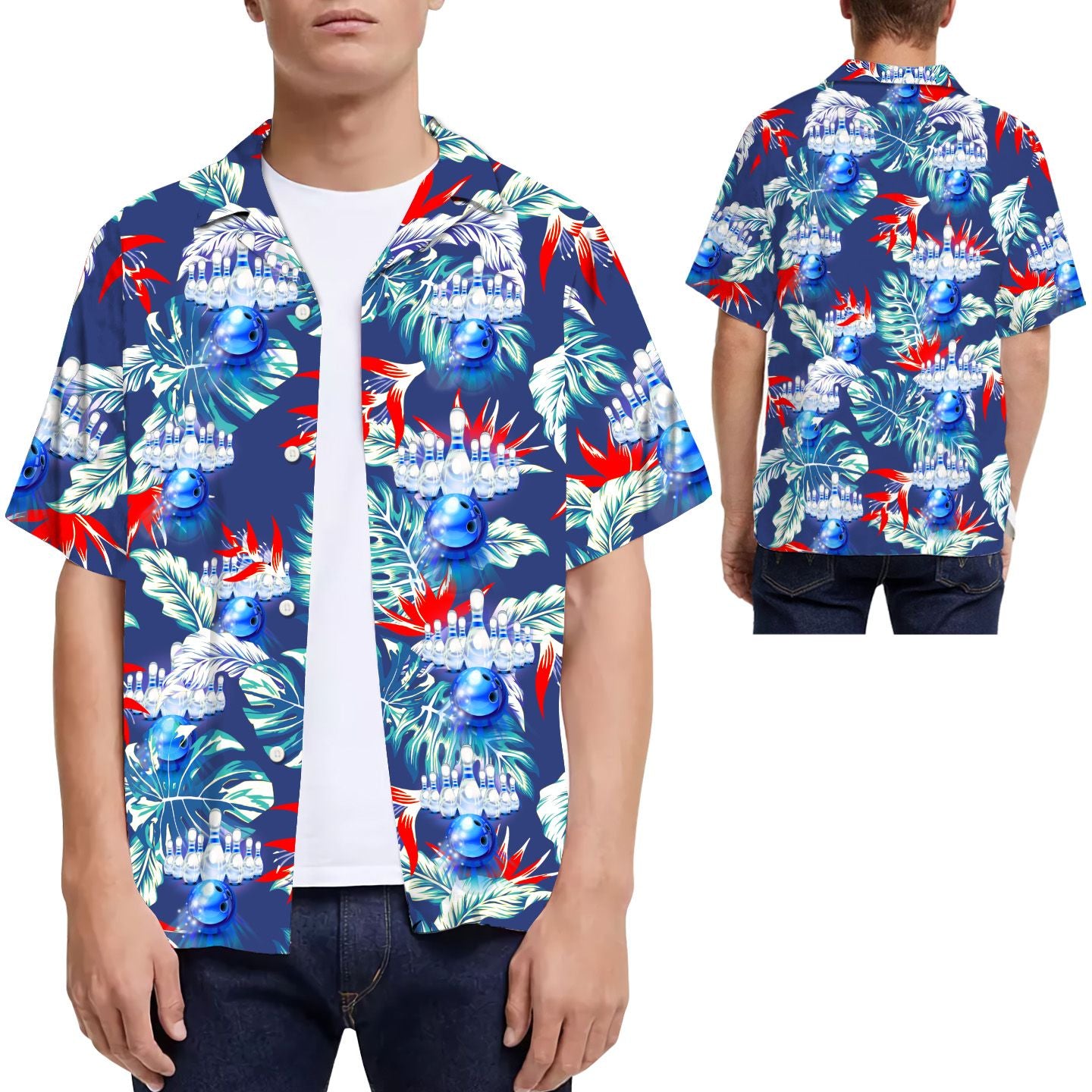 Bowling Men Hawaii Summer Beach Shirts For Sport Lovers In Daily Life Ha51086