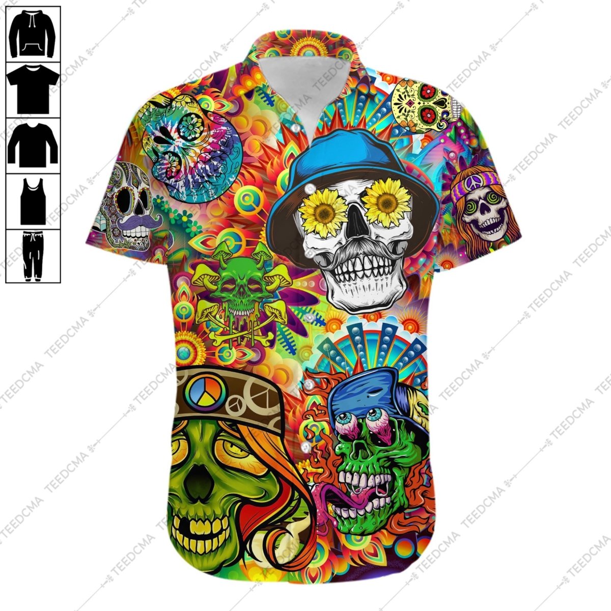 Skull Hippie Hawaiian Shirt Hphw0004