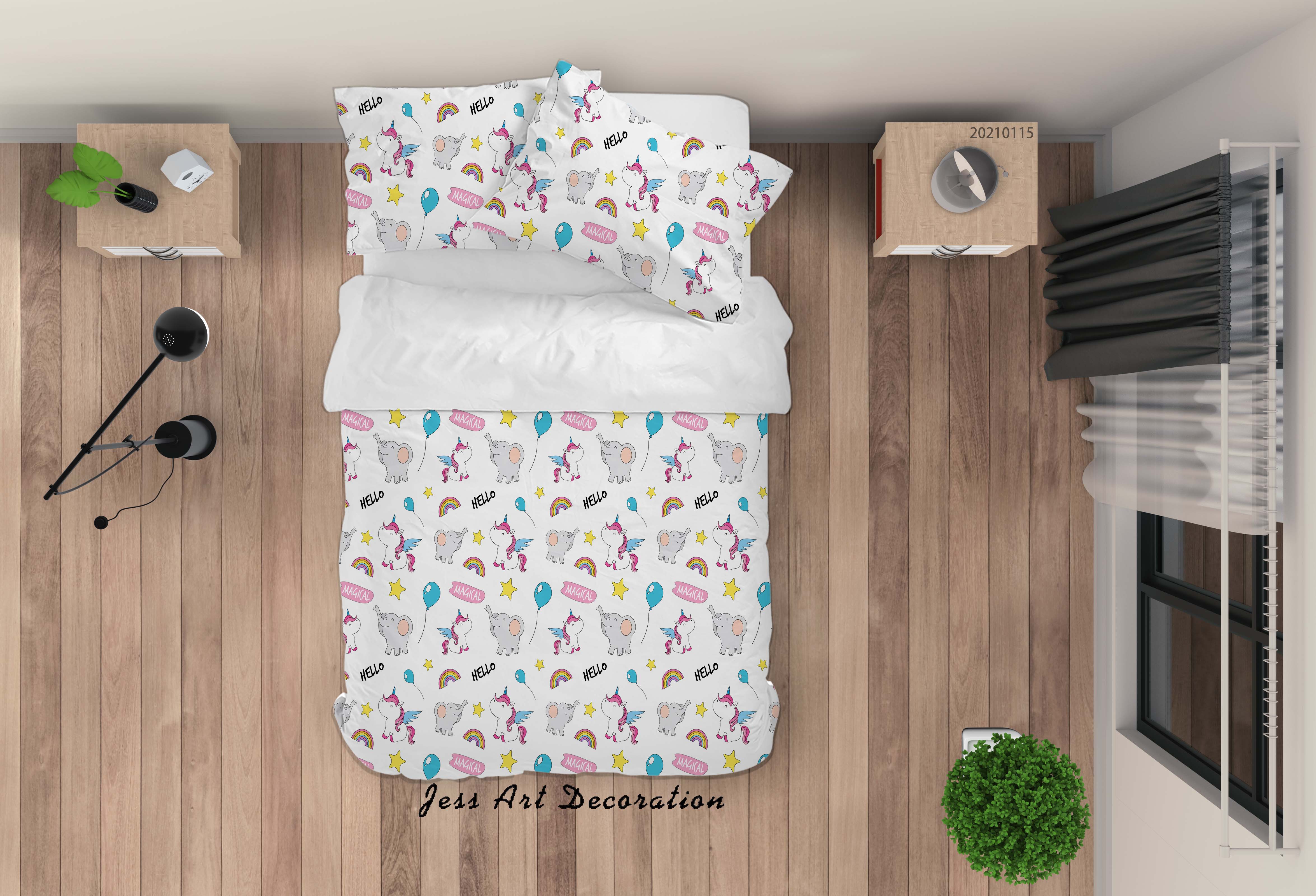 3D Cartoon Animal Unicorn Rainbow Quilt Cover Set Bedding Set Duvet Cover Pillowcases 51