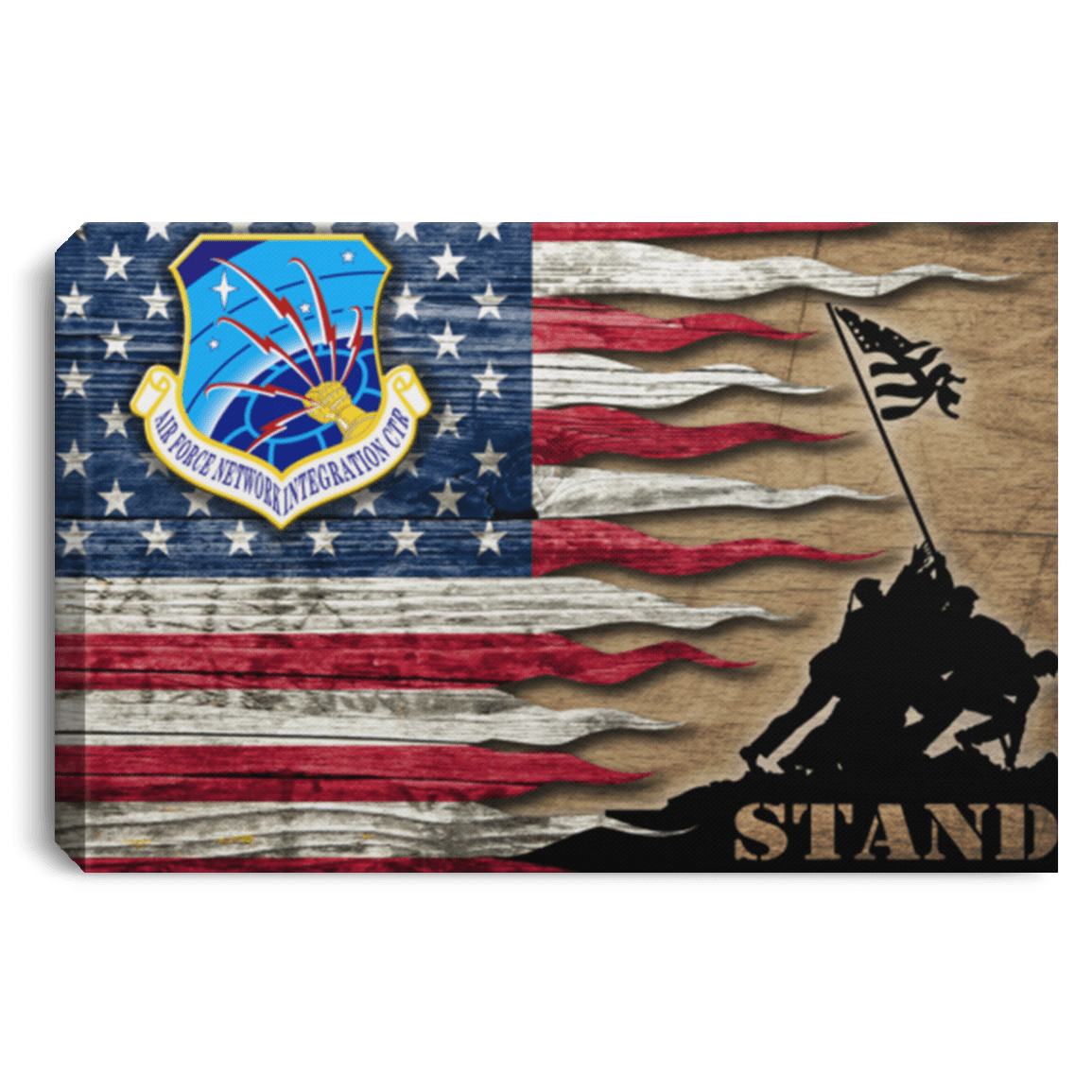 Us Air Force Communications Command Stand For The Flag 24X16 Inches  Landscape Canvas .75In Frame