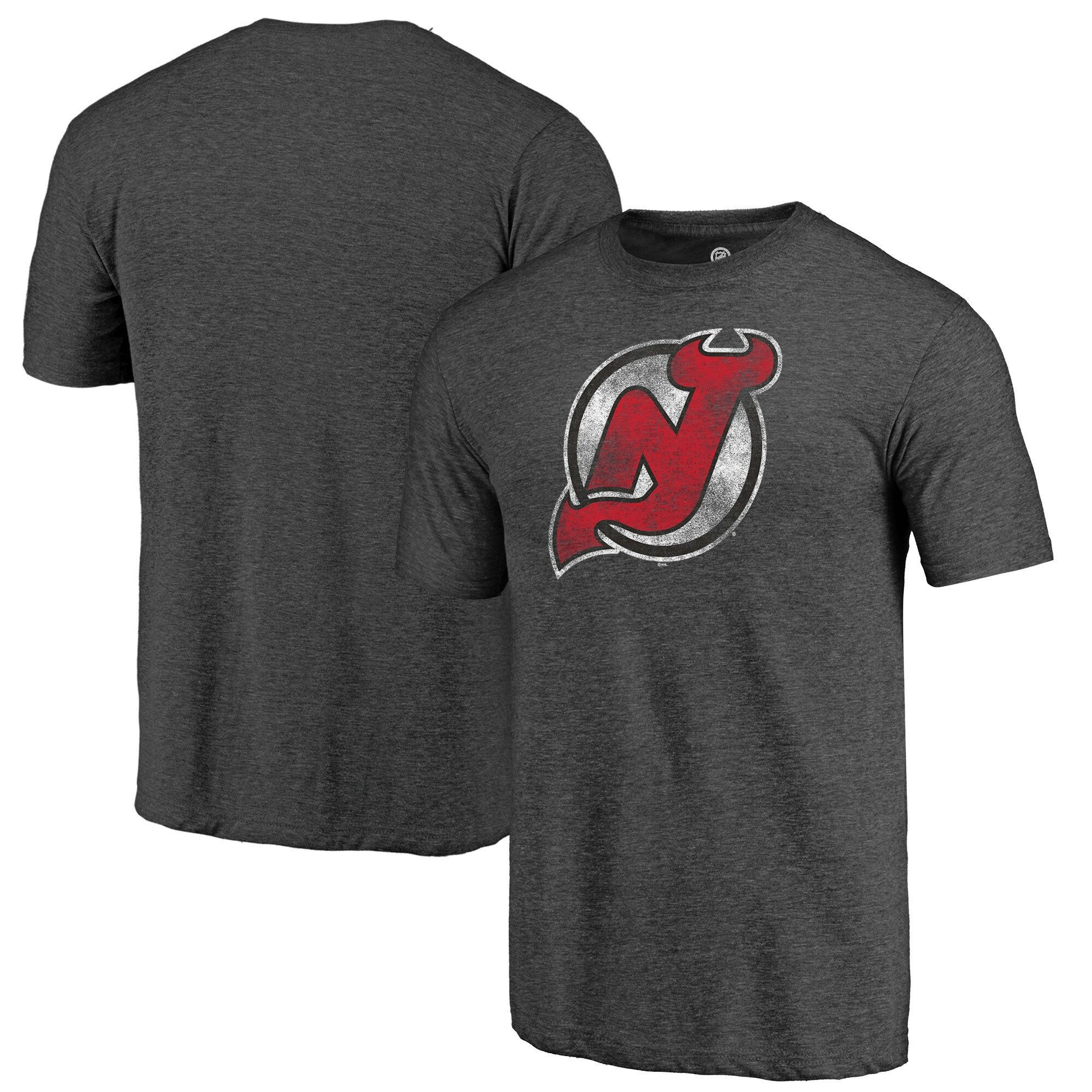 Men’S Fanatics Branded Heathered Charcoal New Jersey Devils Primary Logo Tri-Blend T-Shirt