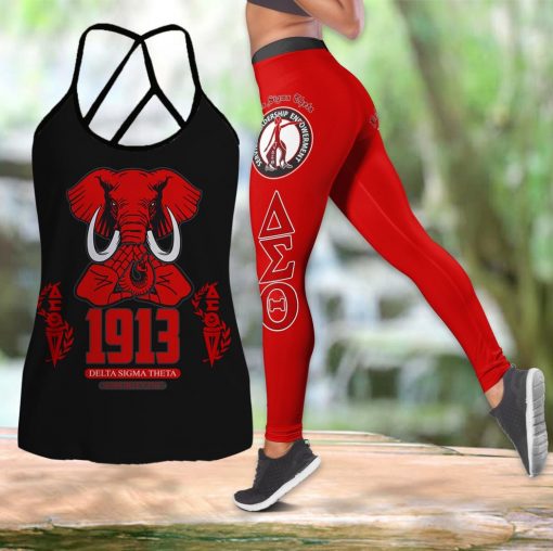 Delta Sigma Theta Sorority 1913 Criss-Cross Tanktop And Legging Set