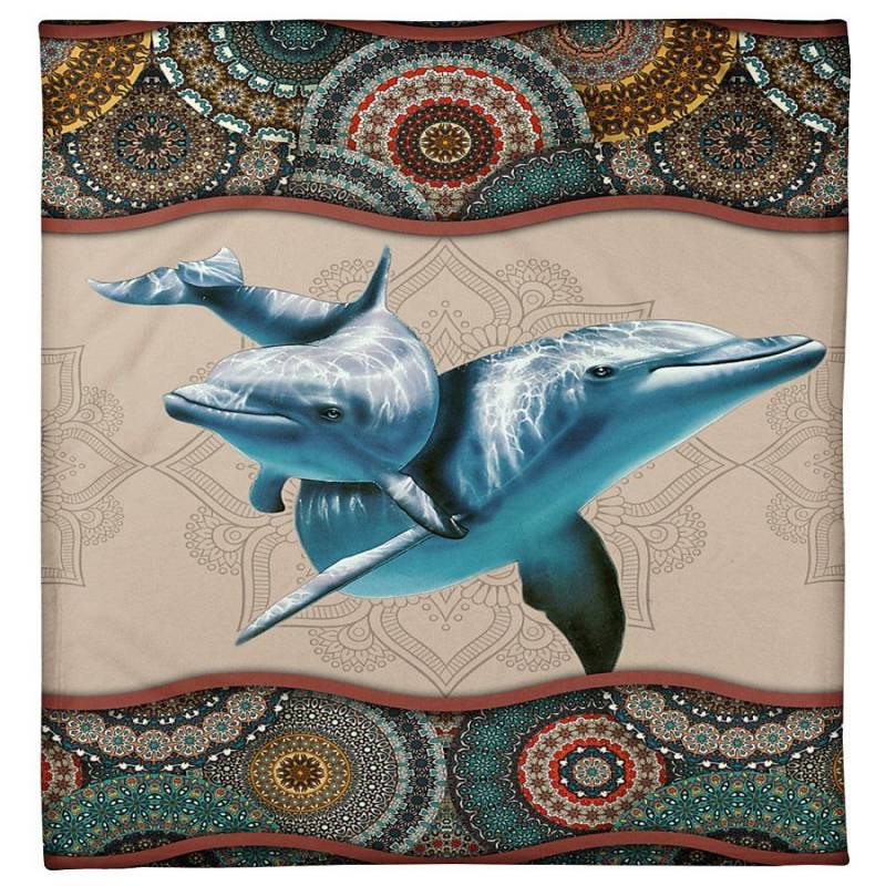 Dolphins  Vintage Simple Special Custom Design For Animal Lovers Fleece Blanket