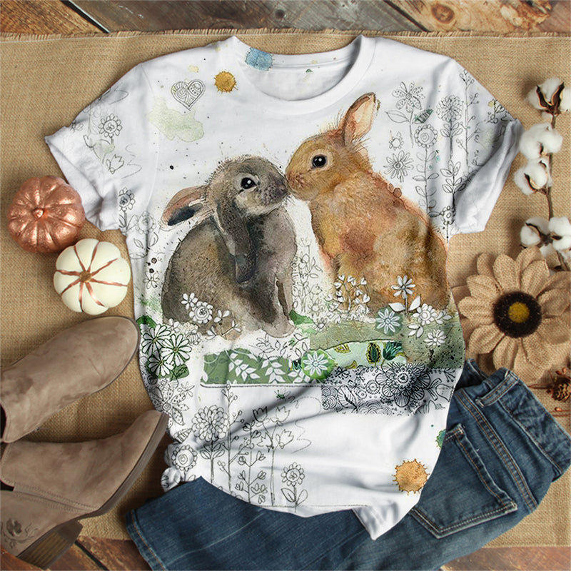 Kissing Rabbit Couple T-Shirt