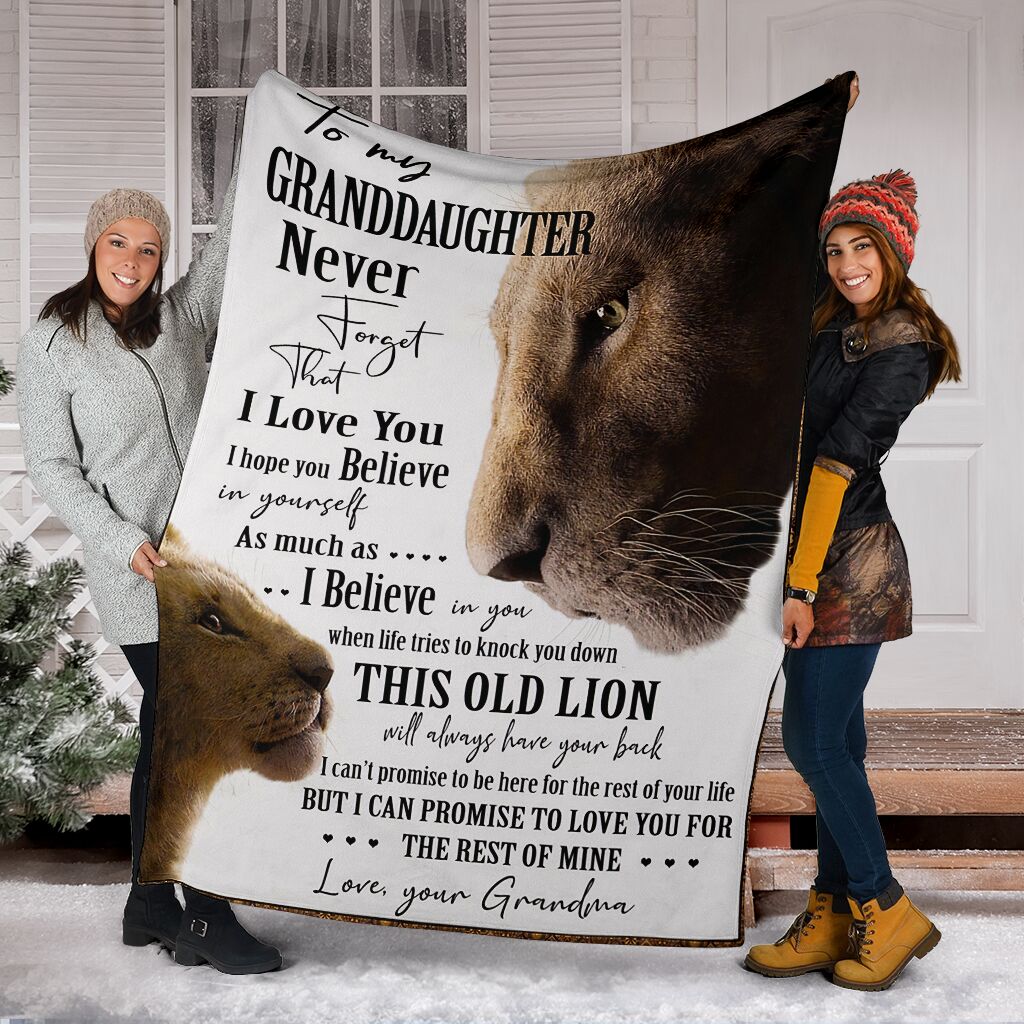 To My Granddaughter, This Old Lion Will Always Have Your Back,  Gift For Granddaughter, Birthday, Fleece Blanket