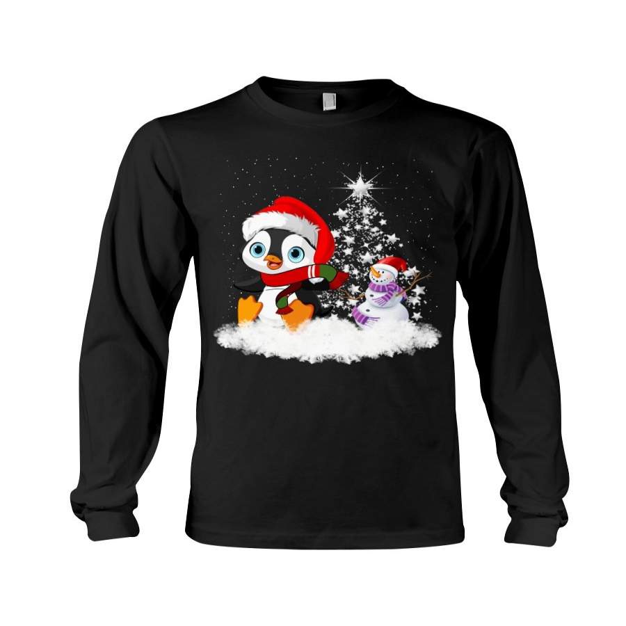 Penguin Snow Clounds Christmas Gift Black Unisex Long Sleeve