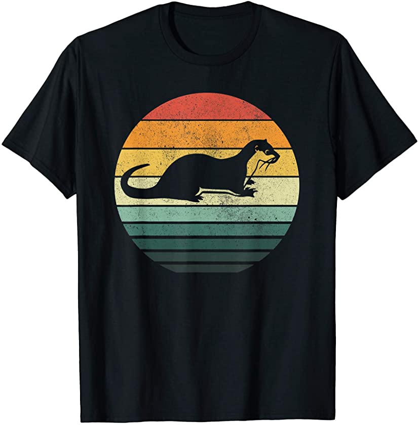 Sea Otter Animal Sunset Retro Vintage 70s Nature Lovers T-Shirt