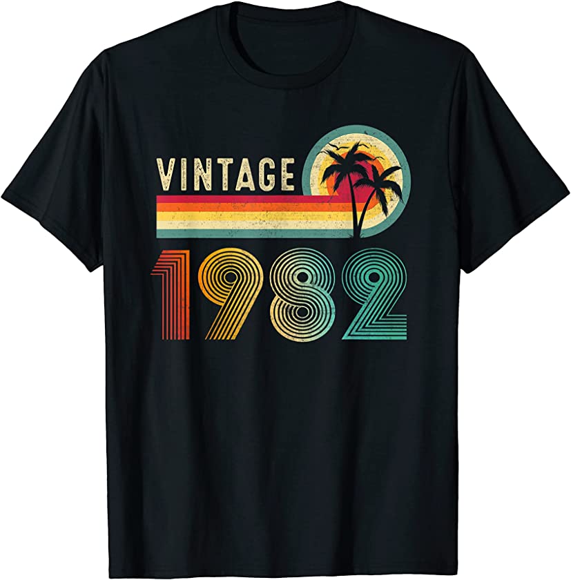 39 Yrs Old Gift Men Women Vintage 1982 Retro 39th Birthday T-Shirt