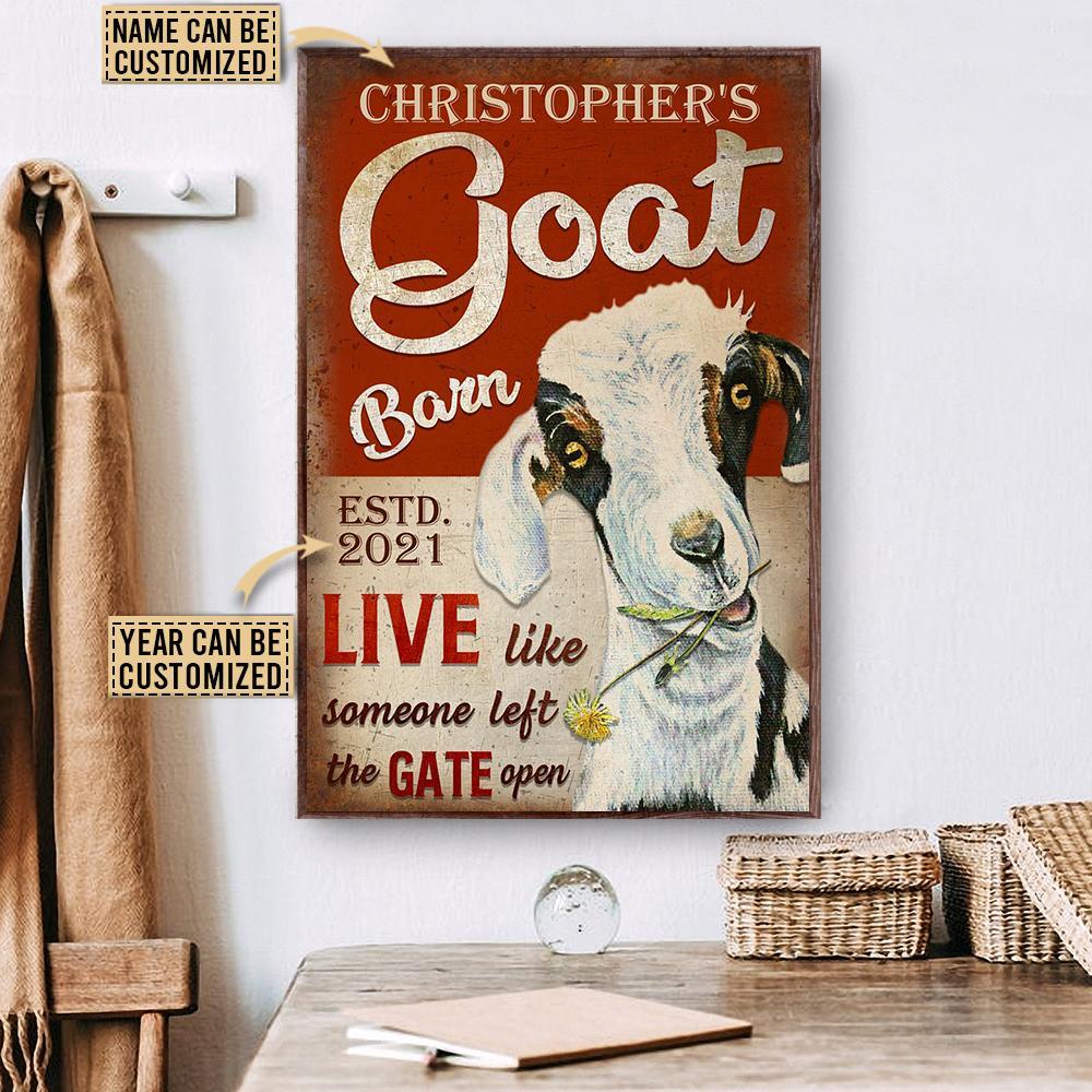 Aeticon Gifts Personalized Goat Barn The Gate Open Canvas Mom Dad Gift Home Decor