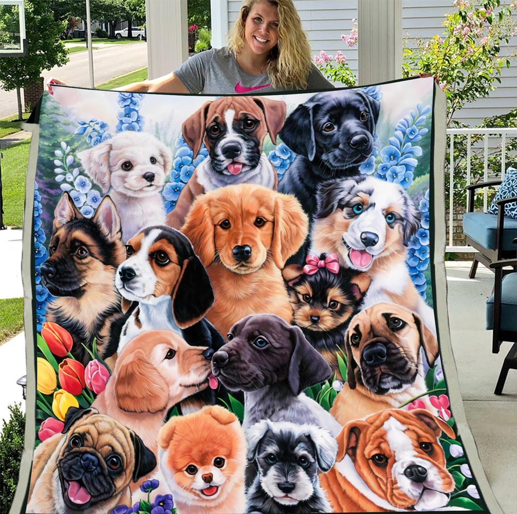 Puppy Blanket, Gifts For Dog Lover, Birthday Gift Idea 2 Fleece Blanket