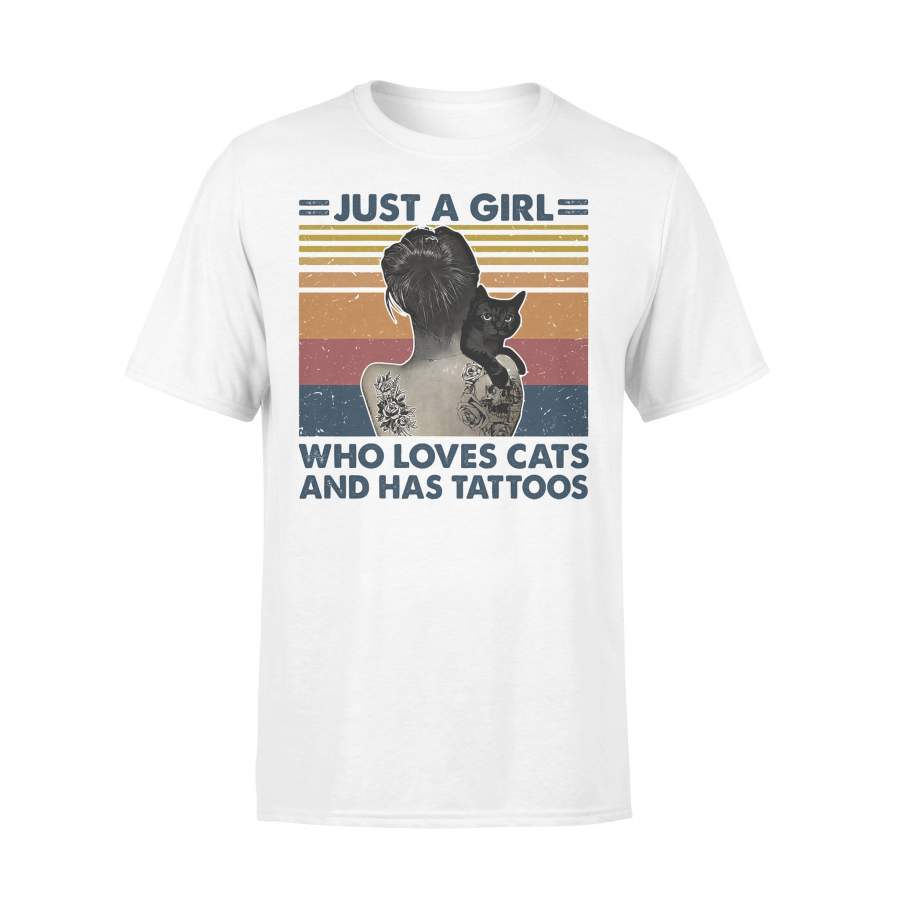 Just A Girl Who Loves Cats And Has Tattoos Vintage T-shirt