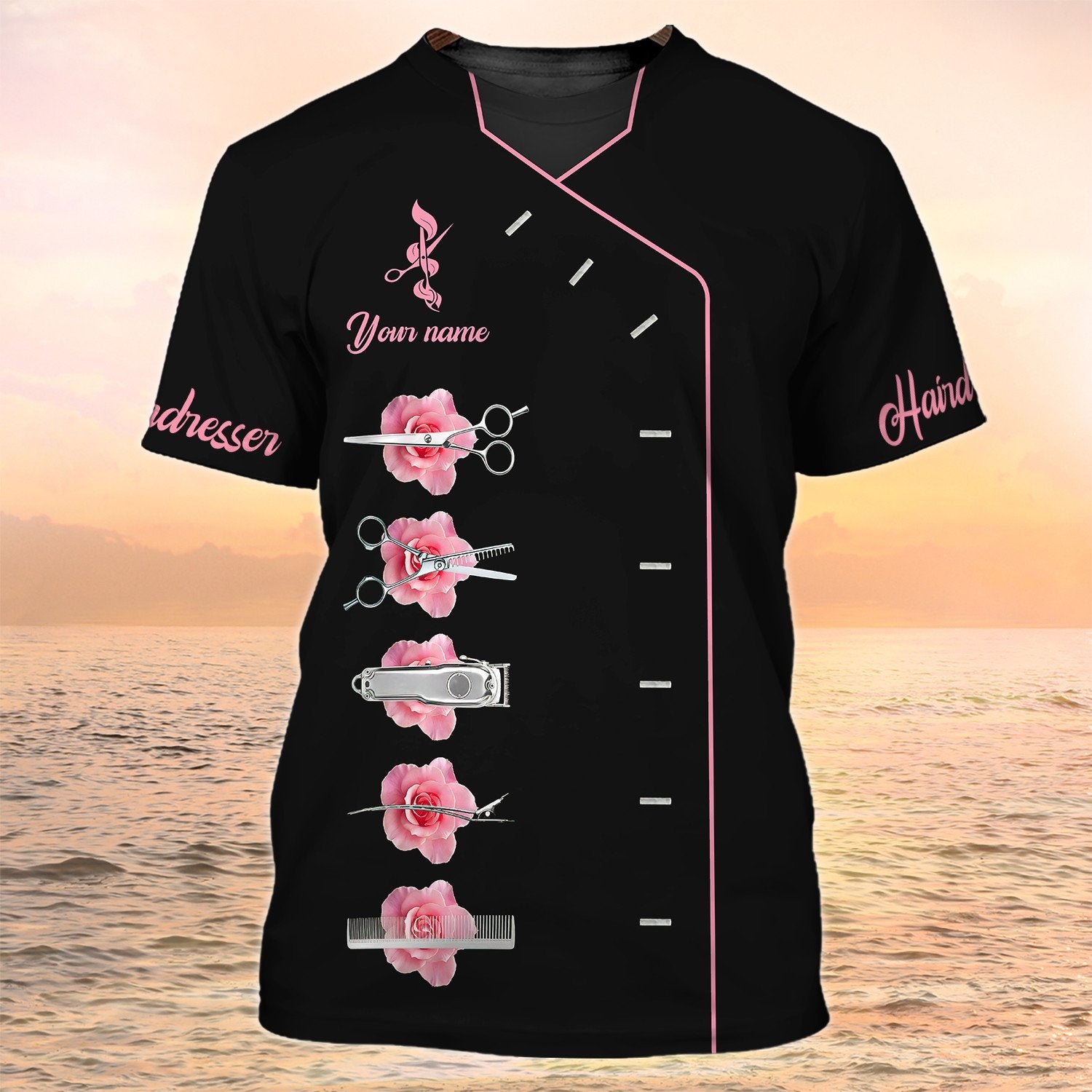 Women Hairdresser Custom T Shirt Hair Salon Uniform Hairstylist Shirts