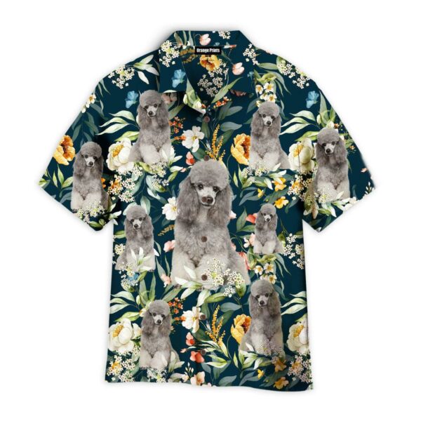 Portrait Of Gray Poodle On Floral Flowers Hawaii Shirt For Men Women Ha59578