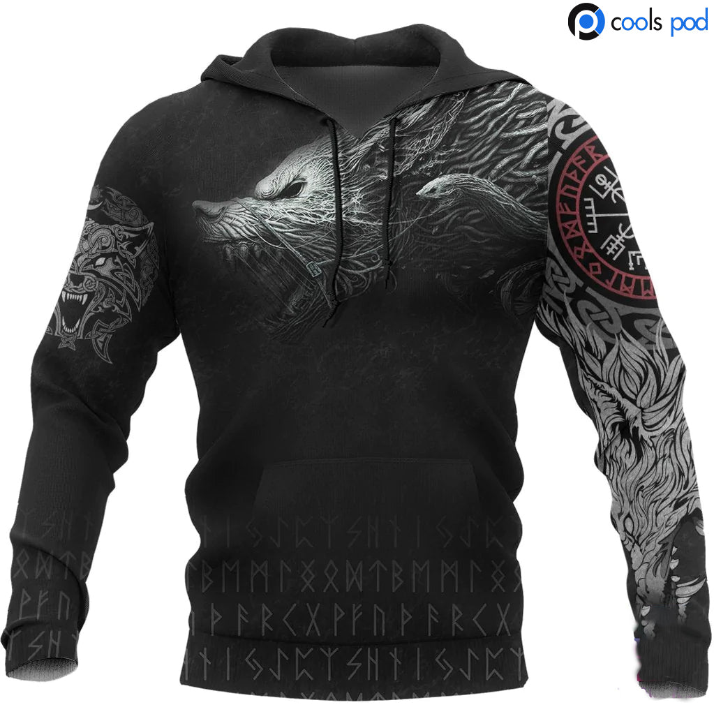 Viking Fenrir 3D All Over Print Hoodies Viking Hoodie Men Women, Wiking Hoodie For Him Her