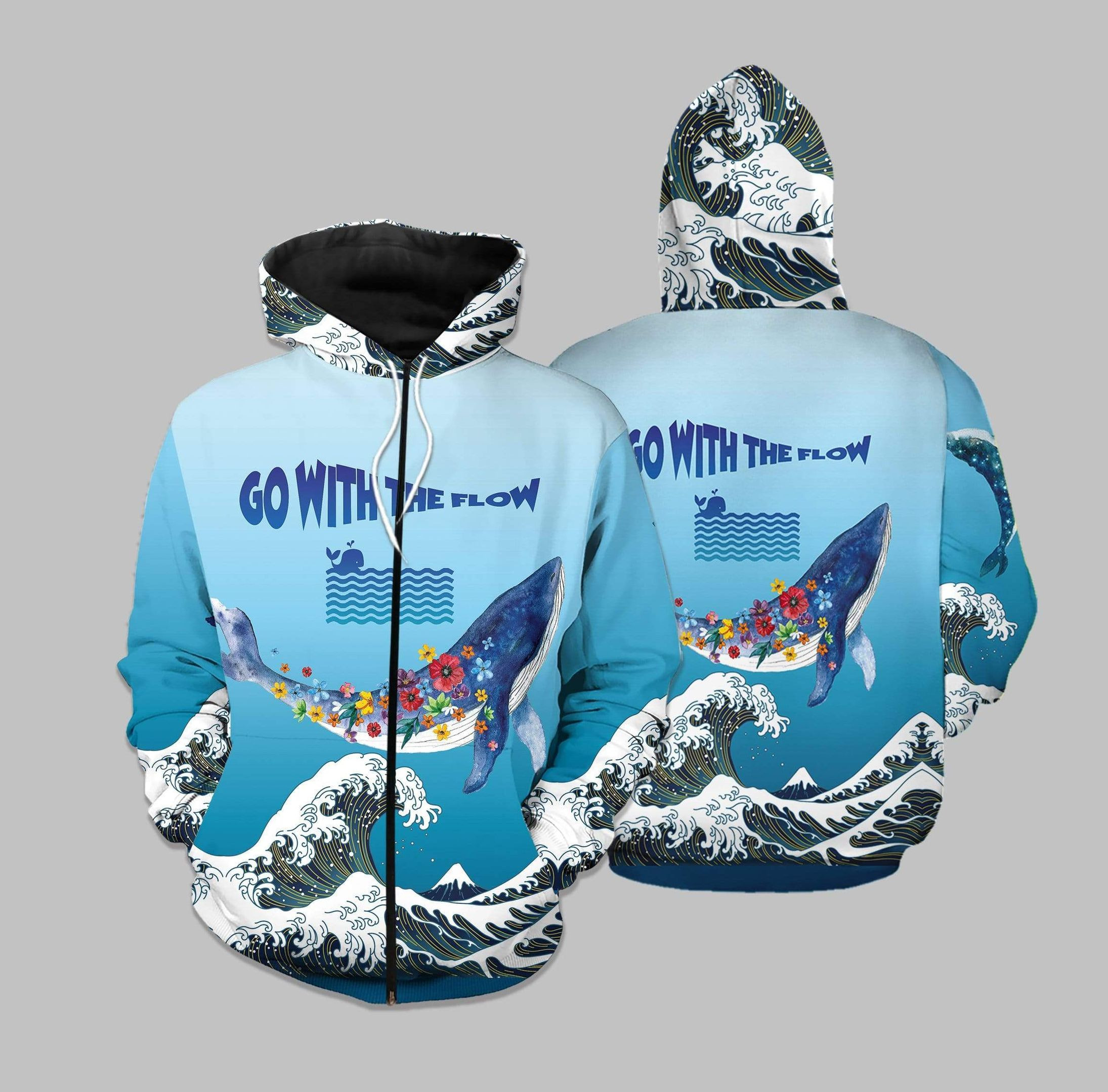 Go With The Flow Whale Hoodie 3D 1912DH