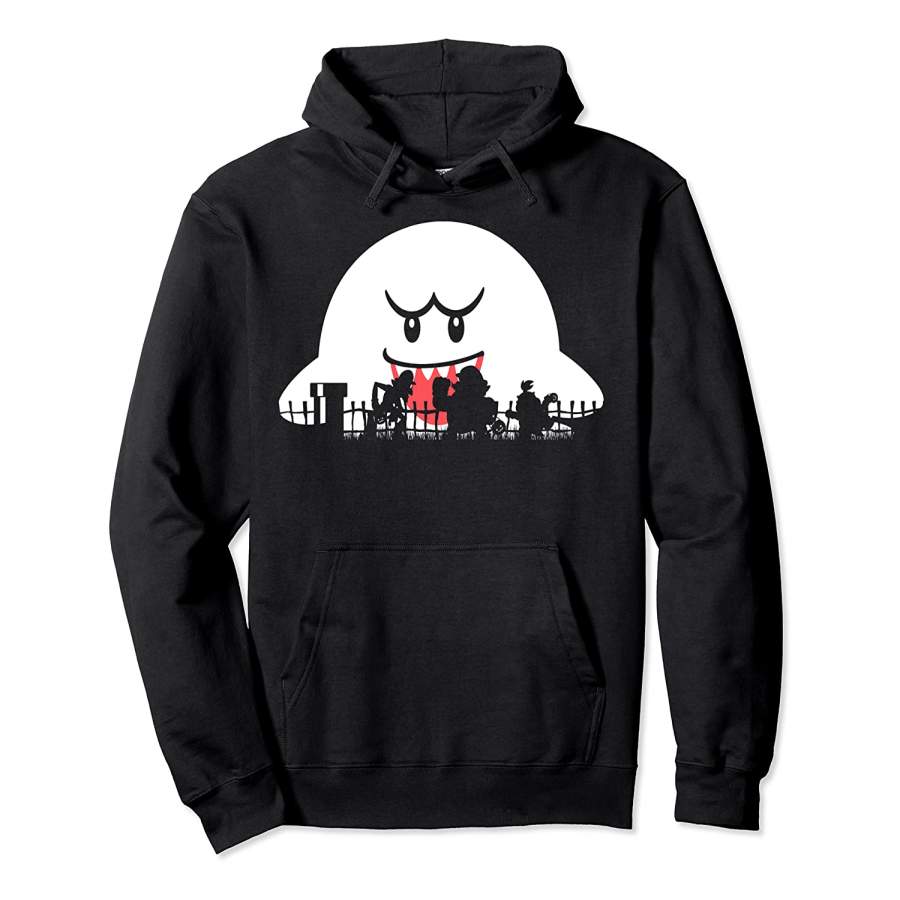 Super Mario Boo Trick Or Treat Halloween Silhouette Pullover Hoodie Unisex 3D All Over Print