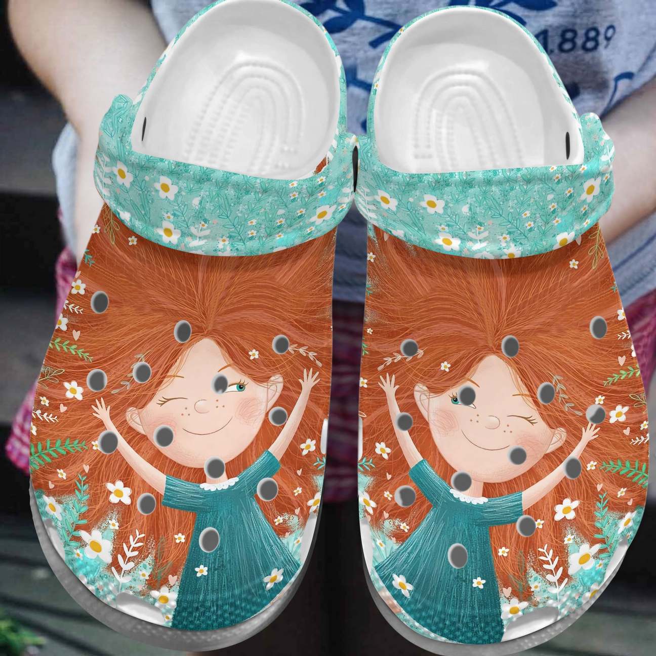 Redhead Personalized Clog, Custom Name, Text, Color, Number Fashion Style For Women, Men, Kid, Print 3D Flowers