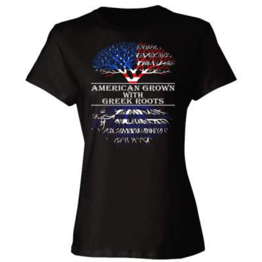 AGR American Grown With Greek Roots – Ladies’ Cotton T-Shirt