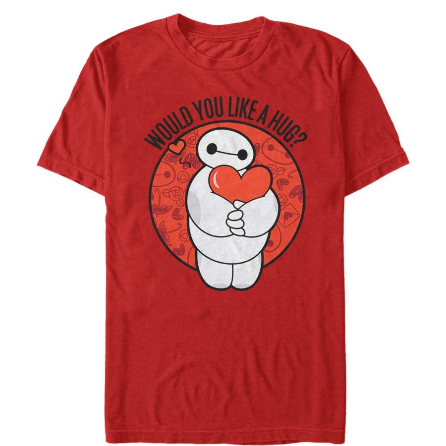 Big Hero 6 Men’s Valentine’s Baymax Likes Hugs  T Shirt