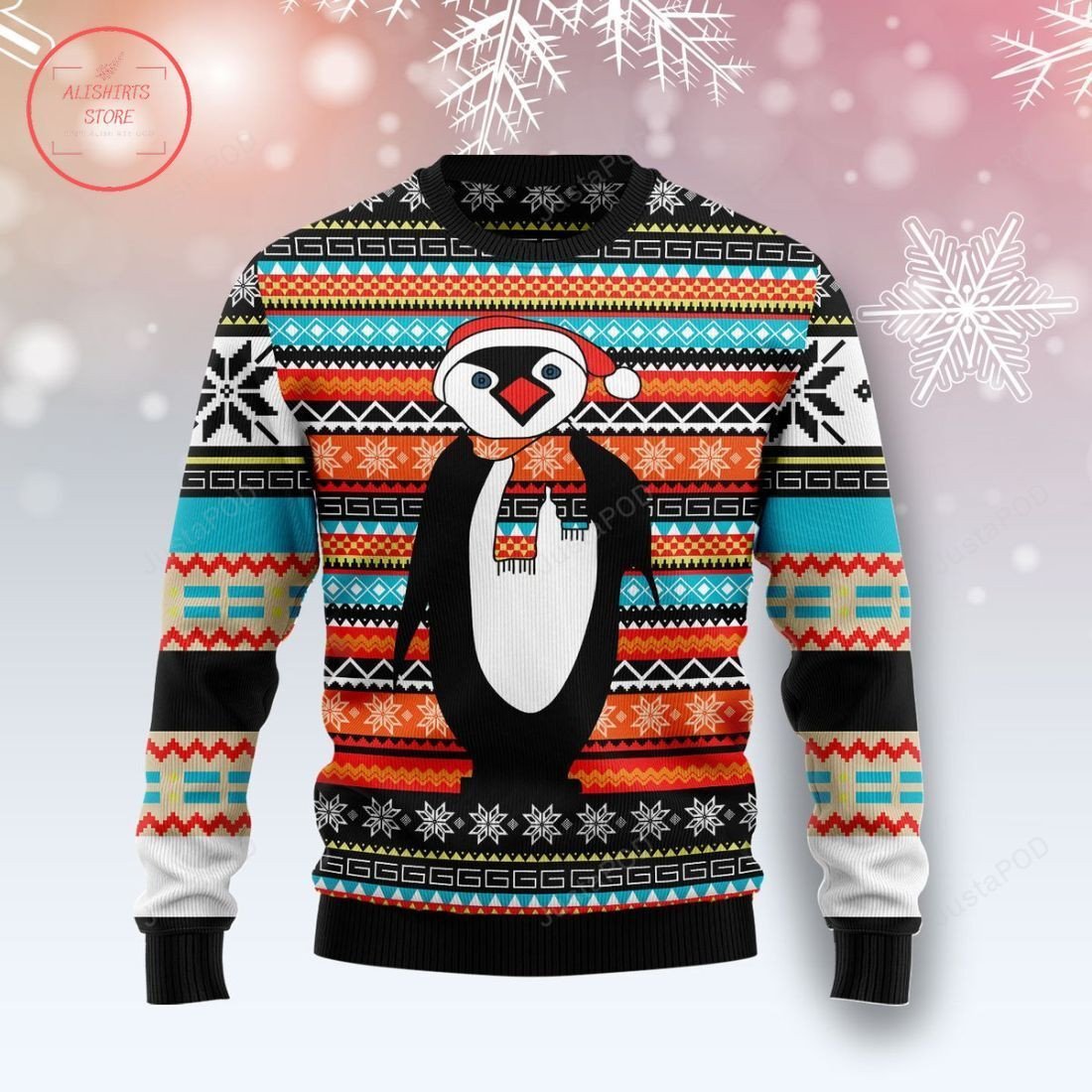 Penguin Ugly Christmas Sweater, All Over Print Sweatshirt