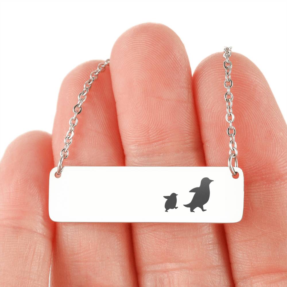 Personalized Penguin Parent + 1 Baby Penguin – Necklace