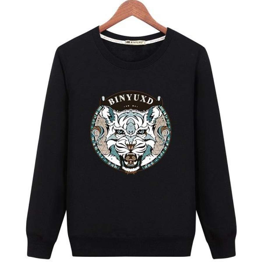 Tiger print sweatshirt Men hip-hop casual hoodies autumn fleece Warm Thicken male tracksuits