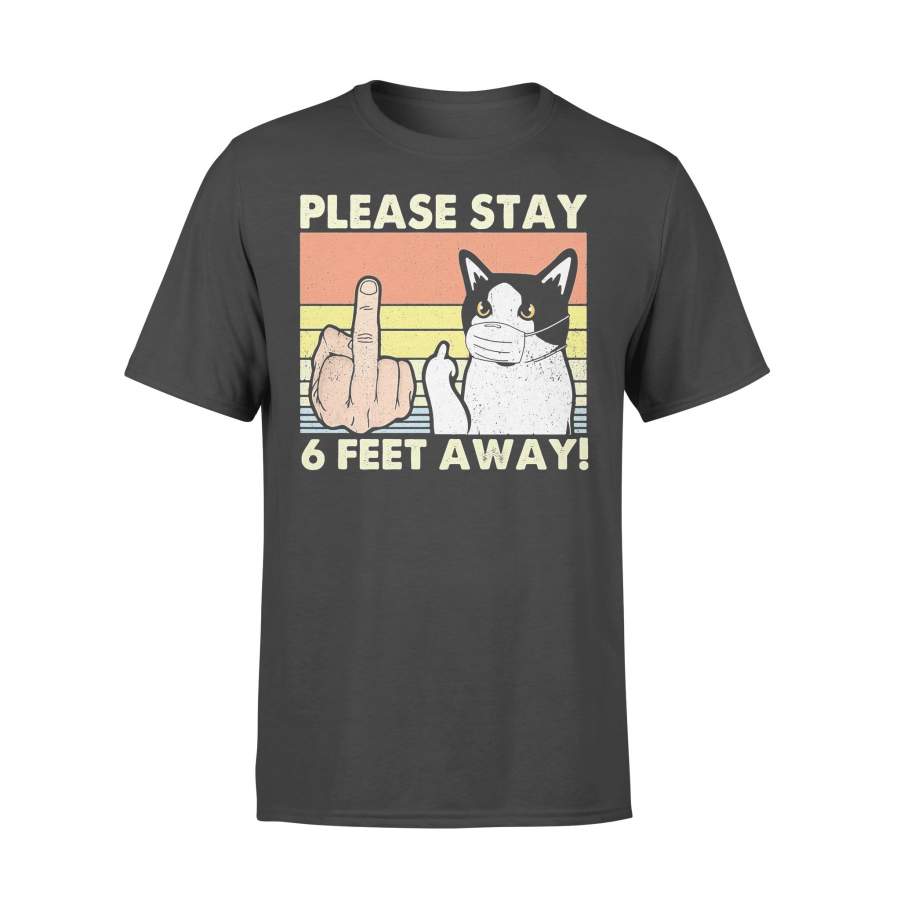 Please Stay 6 Feet Away Cat Vintage T-shirt