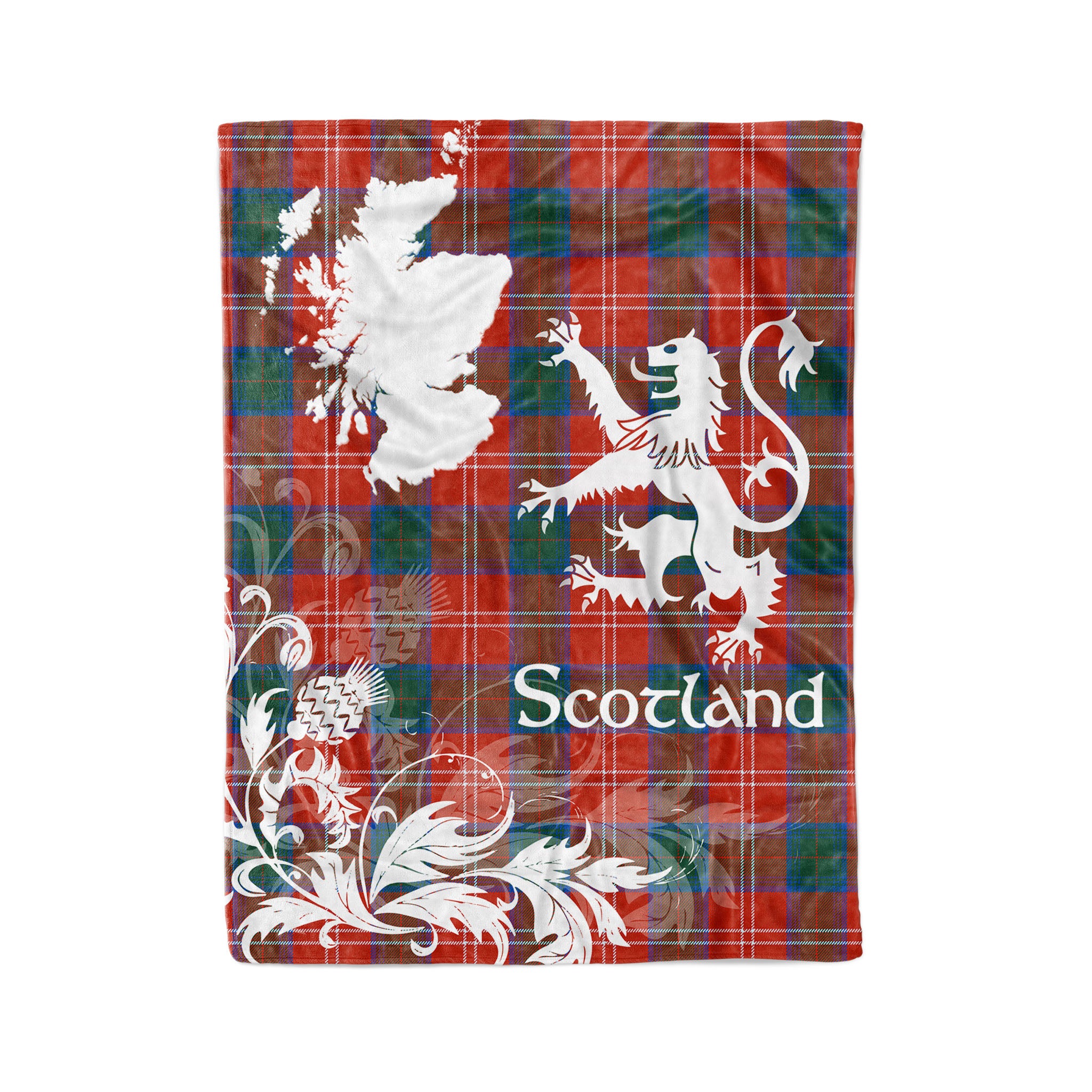 Tartan Plaid Fleece Blanket Tartan Blanket Thistle And Lion Scottish Clan Chisholm Ancient Plaid Blanket